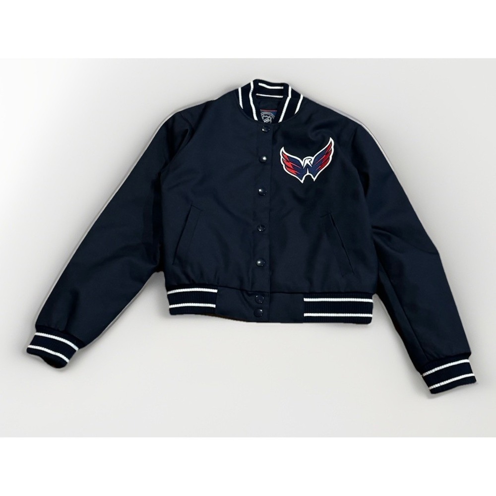 Washington Capitals JH Design Varsity Bomber Jacket Womens M Stanley Cup